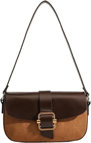 Chic Crossbody Shoulder Bags for Women Vegan Leather Purses Small Designer Handbags Color-Block Tote Satchel
