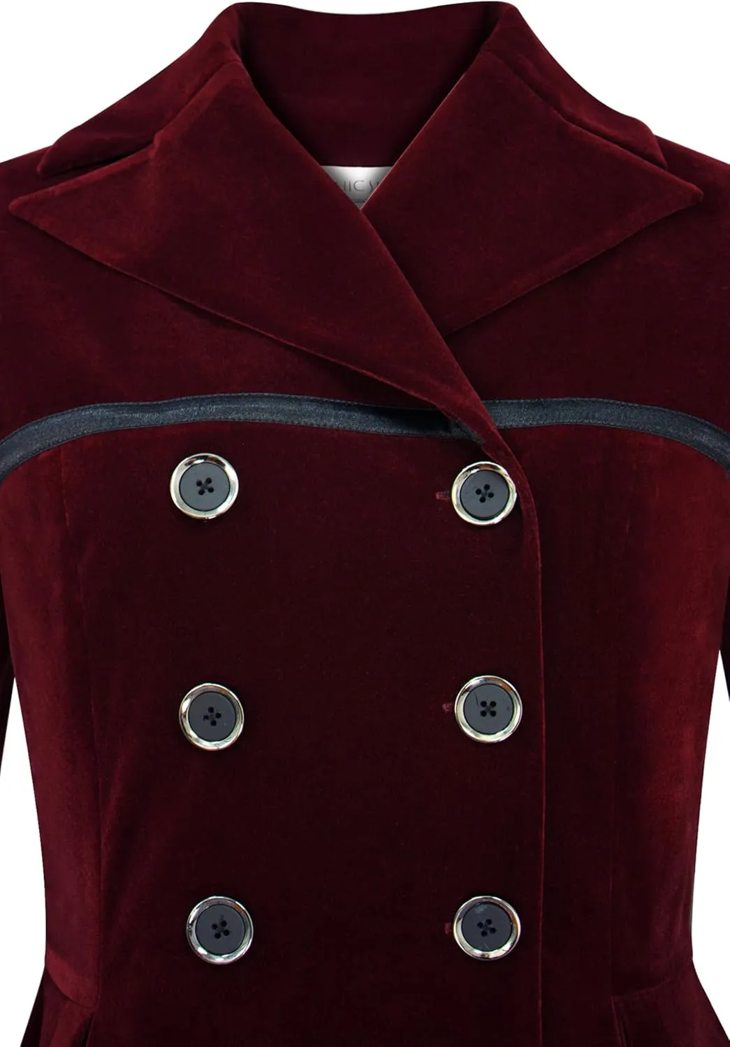 CHIC STAR Womens Velvet Trims Trench Jacket