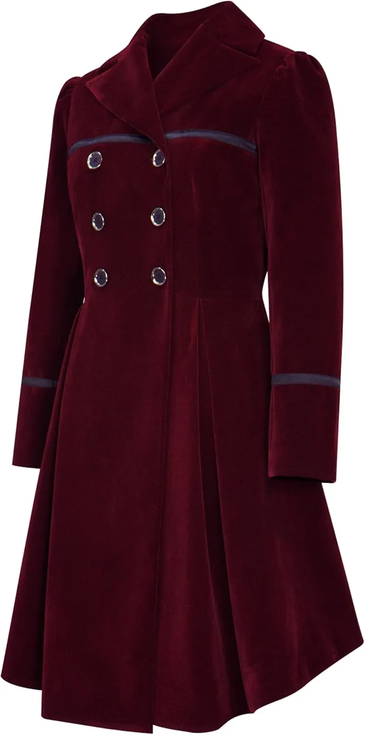 CHIC STAR Womens Velvet Trims Trench Jacket