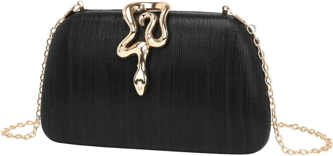 Clutch Purses for Women Formal Snake Buckle Sparkly Evening Handbag Chic Evening Clutch Bag for Prom Wedding Party