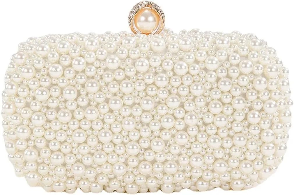 Comeon Pearl Evening Bag for Women, Elegant Handbags Banquet Handbag Formal Party Clutches Purses for Wedding/Prom/Cocktail