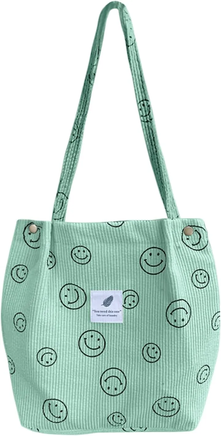 Corduroy Tote Bag Aesthetic Cute Tote Bags Large School Shoulder Bags for Girls Trendy Stuff