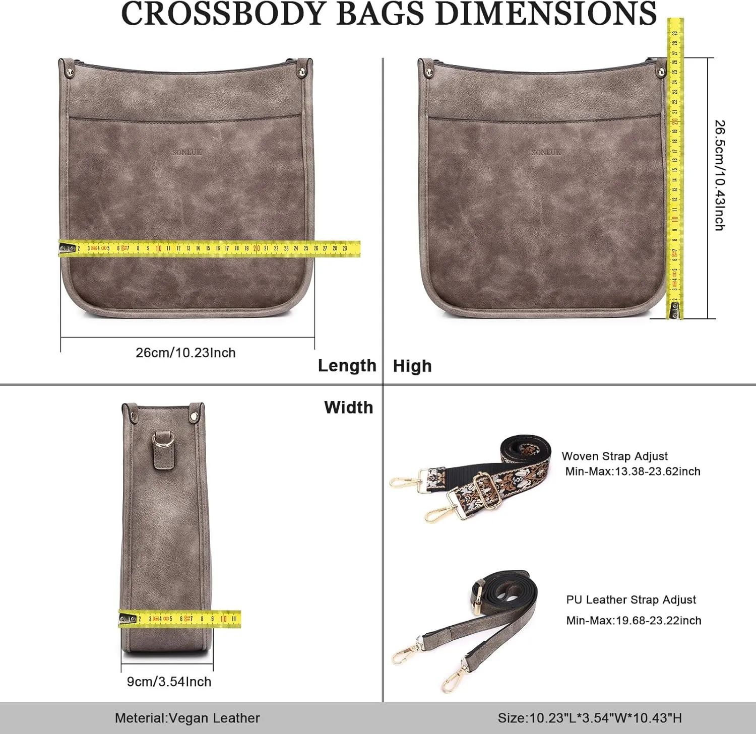 Crossbody Bag for Women Trendy Vegan Leather Hobo Handbags With 2PCS Adjustable Guitar Strap Shoulder Purse For Women