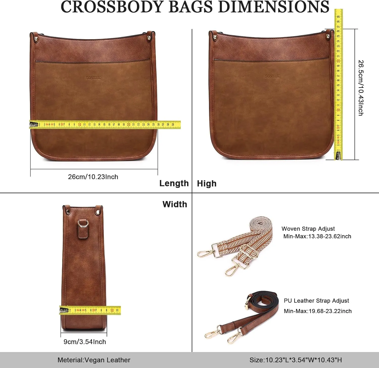 Crossbody Bag for Women Trendy Vegan Leather Hobo Handbags With 2PCS Adjustable Guitar Strap Shoulder Purse For Women