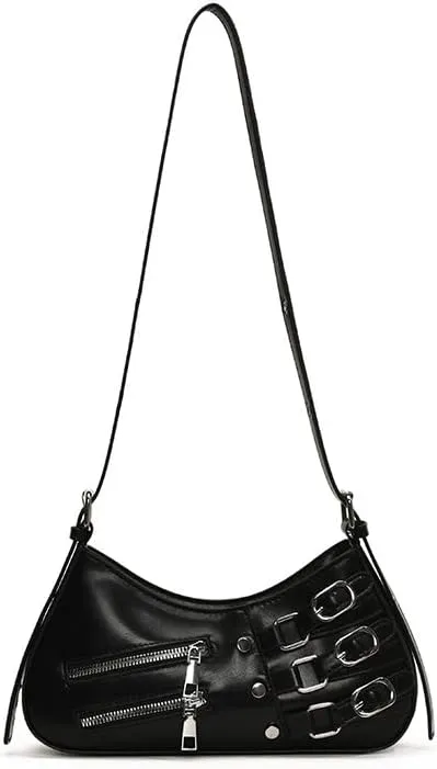 Crossbody Bags for Women Cute Purse, Y2k Purse Hobo Handbags Coquette Wallet Ladies Shoulder Bag Trendy Chic Grunge (Black)