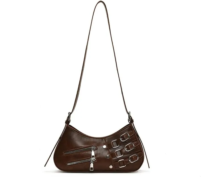Crossbody Bags for Women Cute Purse, Y2k Purse Hobo Handbags Coquette Wallet Ladies Shoulder Bag Trendy Chic Grunge (Brown)