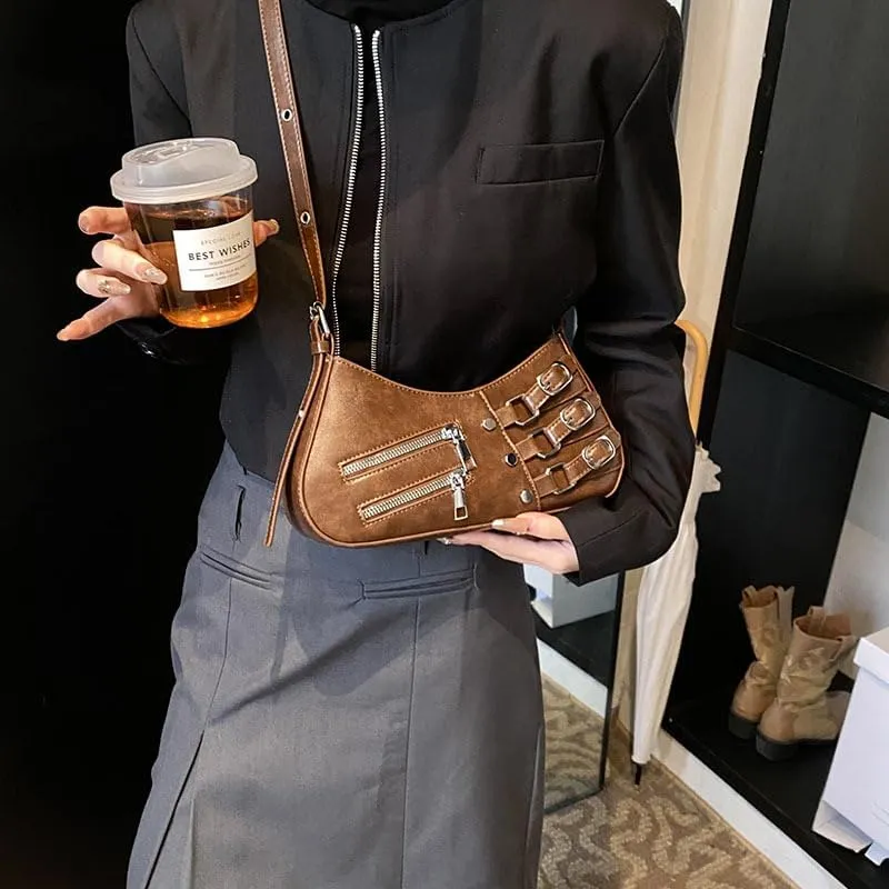 Crossbody Bags for Women Cute Purse, Y2k Purse Hobo Handbags Coquette Wallet Ladies Shoulder Bag Trendy Chic Grunge (Brown)