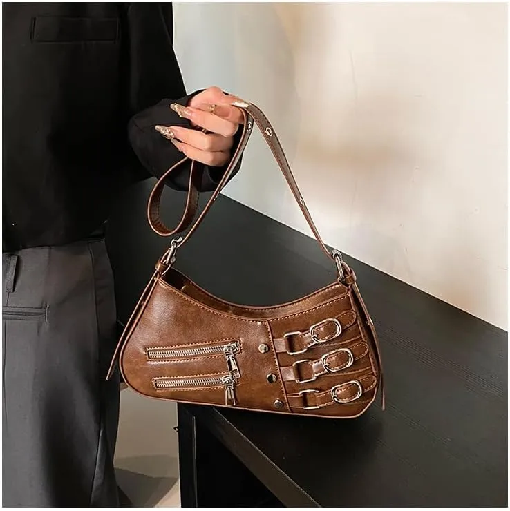 Crossbody Bags for Women Cute Purse, Y2k Purse Hobo Handbags Coquette Wallet Ladies Shoulder Bag Trendy Chic Grunge (Brown)