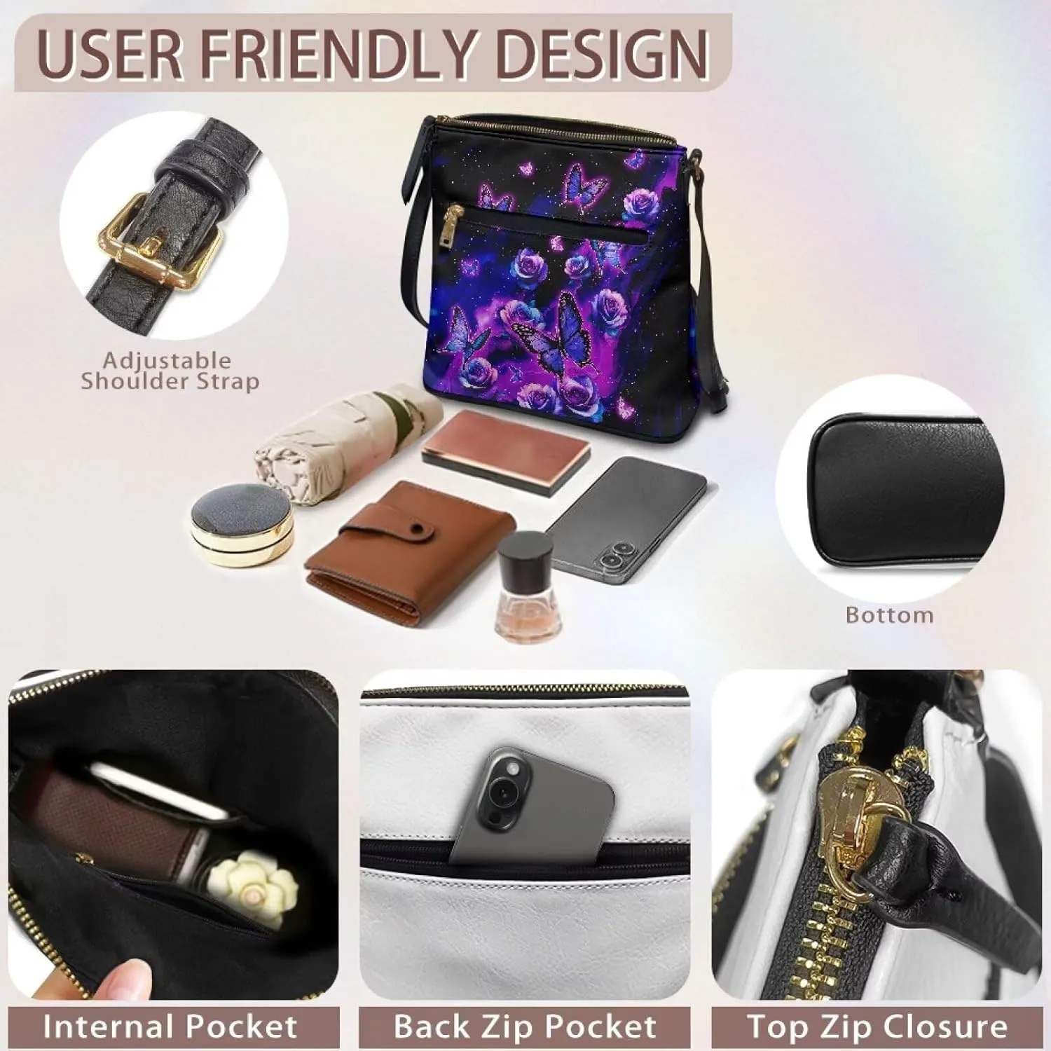 Crossbody Bags for Women Trendy Travel Stylish Handbag Tote with Strap Leather Shoulder Purse