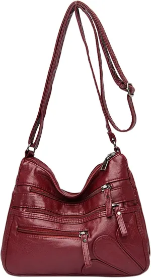 Crossbody Purses For Women Casual Adjustable Strap Shoulder Bag over The Shoulder Bags for Men (Red, One Size)