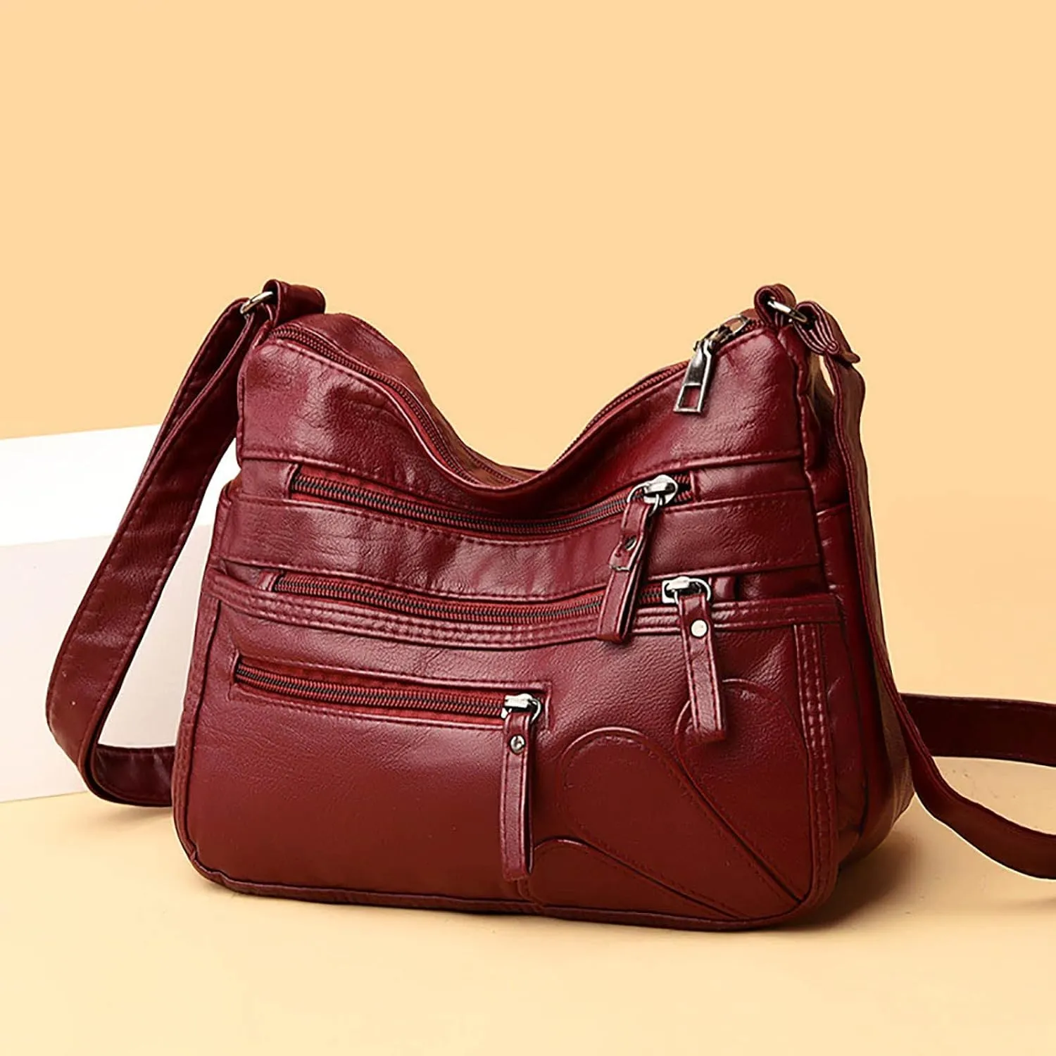 Crossbody Purses For Women Casual Adjustable Strap Shoulder Bag over The Shoulder Bags for Men (Red, One Size)