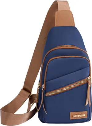 Crossbody Sling Backpack Ladies Chest Bag Soft Leather Feeling Crossbody Bag Large Capacity Simple Retro Shoulder