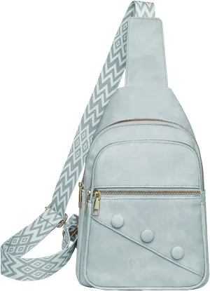 Crossbody Sling Bag for Women Men Crossbody Bag Fanny Packs Purses Fashion Multifunction Faux Leather Chest Bag Travel Anti Theft (Light Blue)