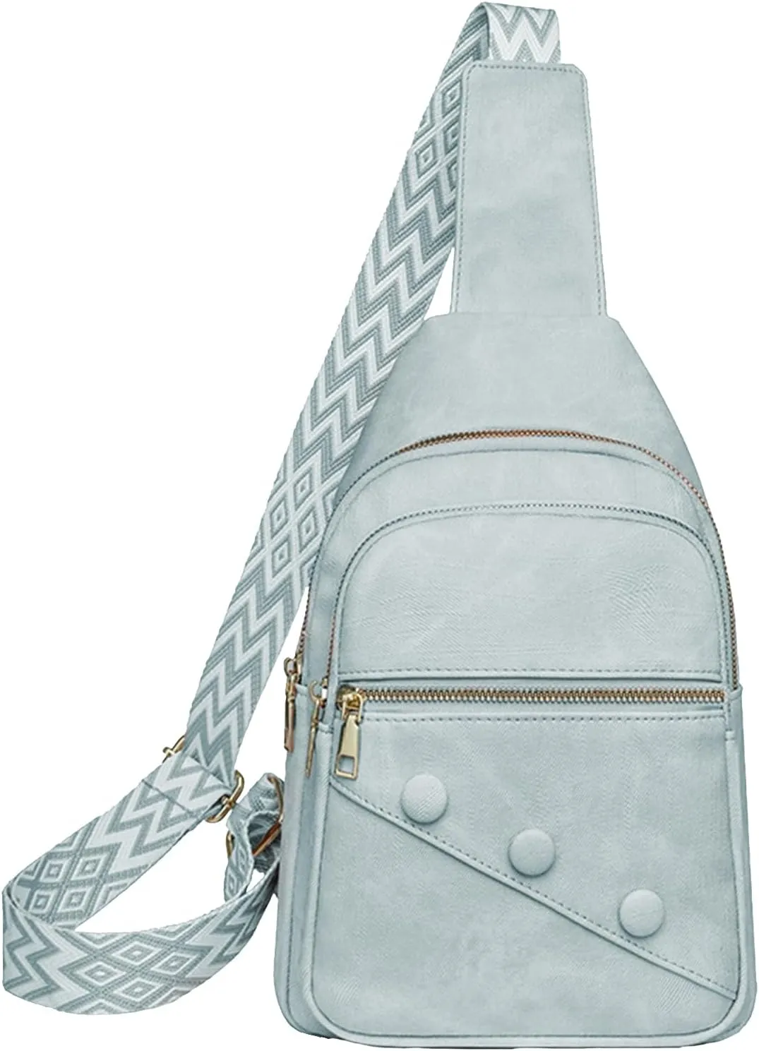 Crossbody Sling Bag for Women Men Crossbody Bag Fanny Packs Purses Fashion Multifunction Faux Leather Chest Bag Travel Anti Theft (Light Blue)