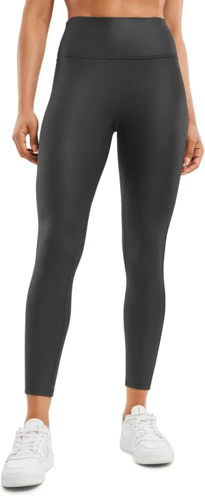 CRZ YOGA Butterluxe Womens Matte Faux Leather Leggings 25" - No Front Seam High Waist Stretch Tights Pleather Pants