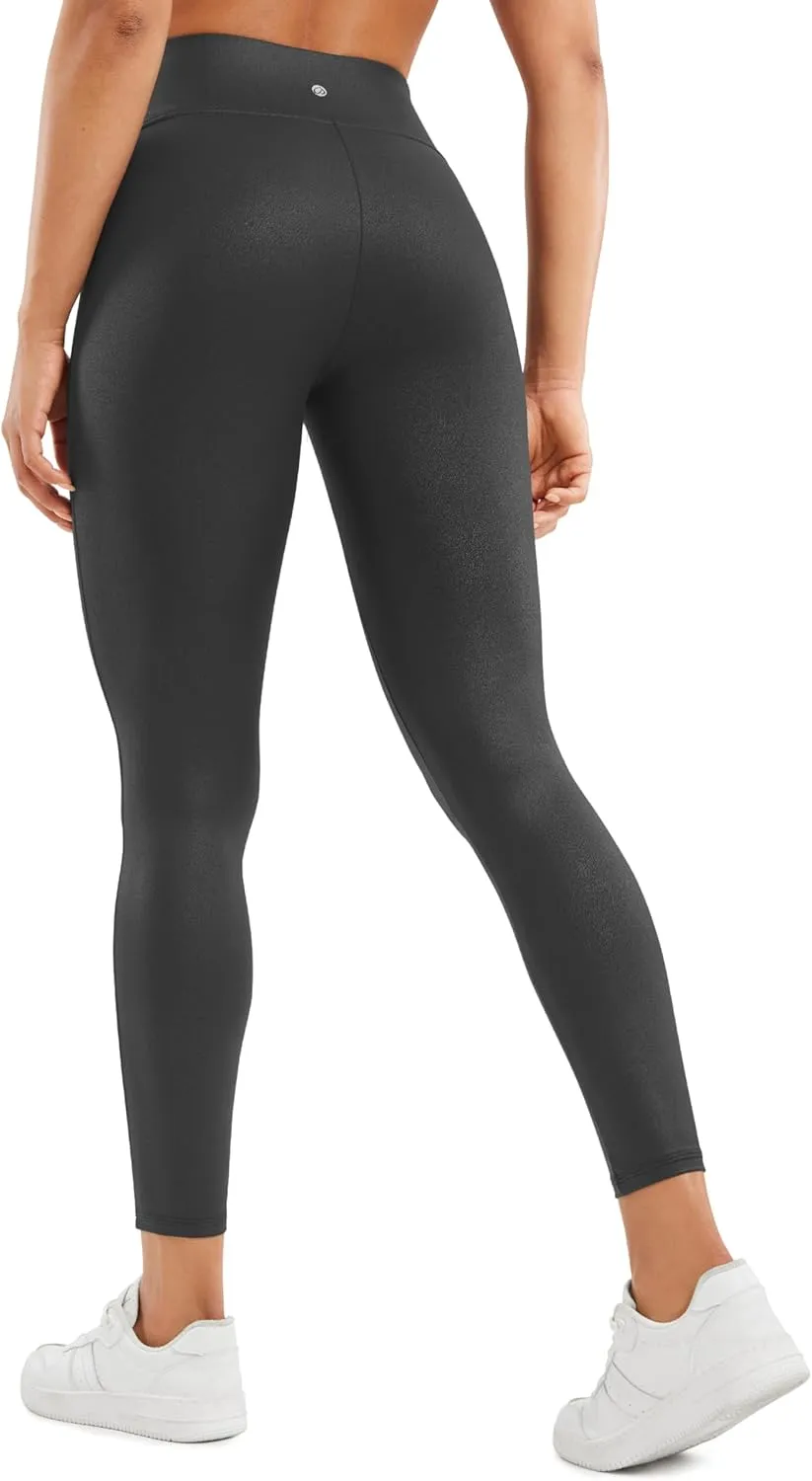 CRZ YOGA Butterluxe Womens Matte Faux Leather Leggings 25" - No Front Seam High Waist Stretch Tights Pleather Pants