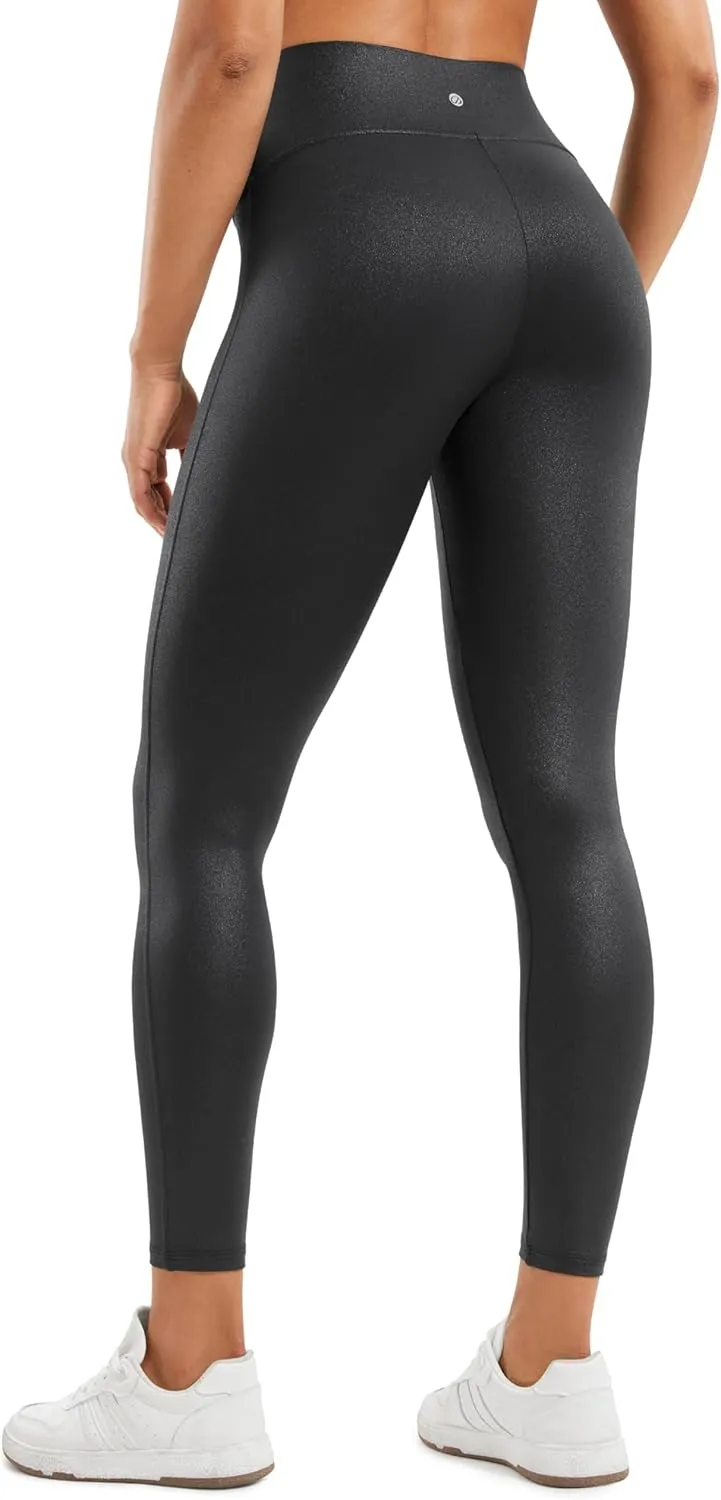 CRZ YOGA Butterluxe Womens Matte Faux Leather Leggings 25" - No Front Seam High Waist Stretch Tights Pleather Pants