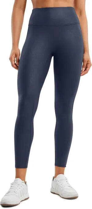 CRZ YOGA Butterluxe Womens Matte Faux Leather Leggings 25" - No Front Seam High Waist Stretch Tights Pleather Pants