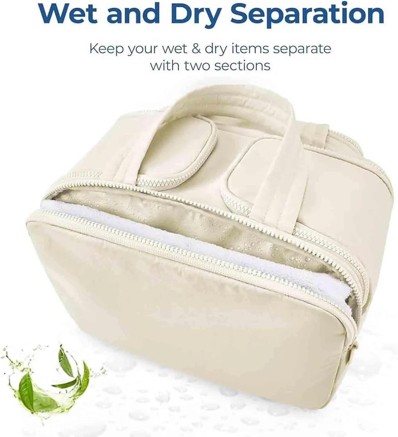 Cureaway Travel Cosmetic Bag, 4-In-1 Puffy Multi-Functional Toiletry Bag, Waterproof Travel Organizer Bags, With Compartments And Handles, Dry-And-Wet Separation, Lightweight And Waterproof (beige)