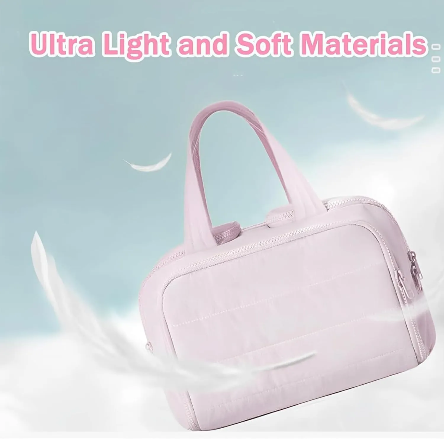 Cureaway Travel Cosmetic Bag for Women,Curetoaway Cuteaway Large Capacity Wide-Open Travel Cosmetic Bag,4-in-1 Puffy Multi-functional Toiletry for Women with Divider and Handle (pink)