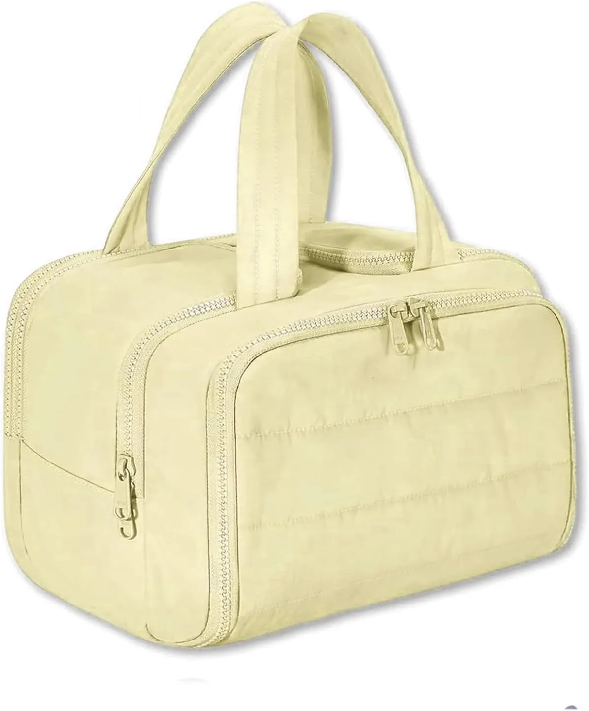 Cureaway Travel Cosmetic Bag for Women,Curetoaway Cuteaway Large Capacity Wide-Open Travel Cosmetic Bag,4-in-1 Puffy Multi-functional Toiletry for Women with Divider and Handle (yellow)