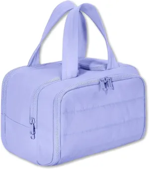 Cureaway Travel Cosmetic Bag, Large Capacity Wide-Open Travel Cosmetic Bag, 4-In-1 Puffy Multi-Functional Toiletry Bags, Waterproof Open Flat Toiletry, Dry And Wet Separation (purple)