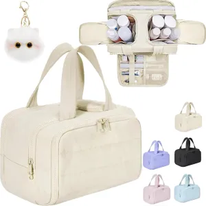Cureaway Travel Cosmetic Bag, Large Capacity Wide-Open Travel Cosmetic Bag, 4-In-1 Waterproof Multi-Functional Toiletry Bags, Dry-And-Wet Separation for Accessories,Essentials, Toiletries (white)