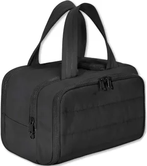 Curetoaway Travel Cosmetic Bag, Large Capacity Wide-Open Travel Cosmetic Bag, 4-in-1 Puffy Multi-functional Cureaway Toiletry Bag for Women, With 4 Compartments, Lightweight Waterproof (Black)