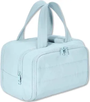 Curetoaway Travel Cosmetic Bag, Large Capacity Wide-Open Travel Cosmetic Bag, 4-in-1 Puffy Multi-functional Cureaway Toiletry Bag for Women, With 4 Compartments, Lightweight Waterproof (Blue)