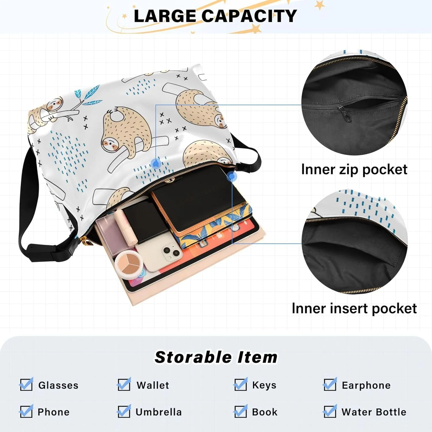 Cute Bulldog Hobo Leather Bags for Women Large Crossbody Purse Stylish Animal Print Shoulder Handbag Purse