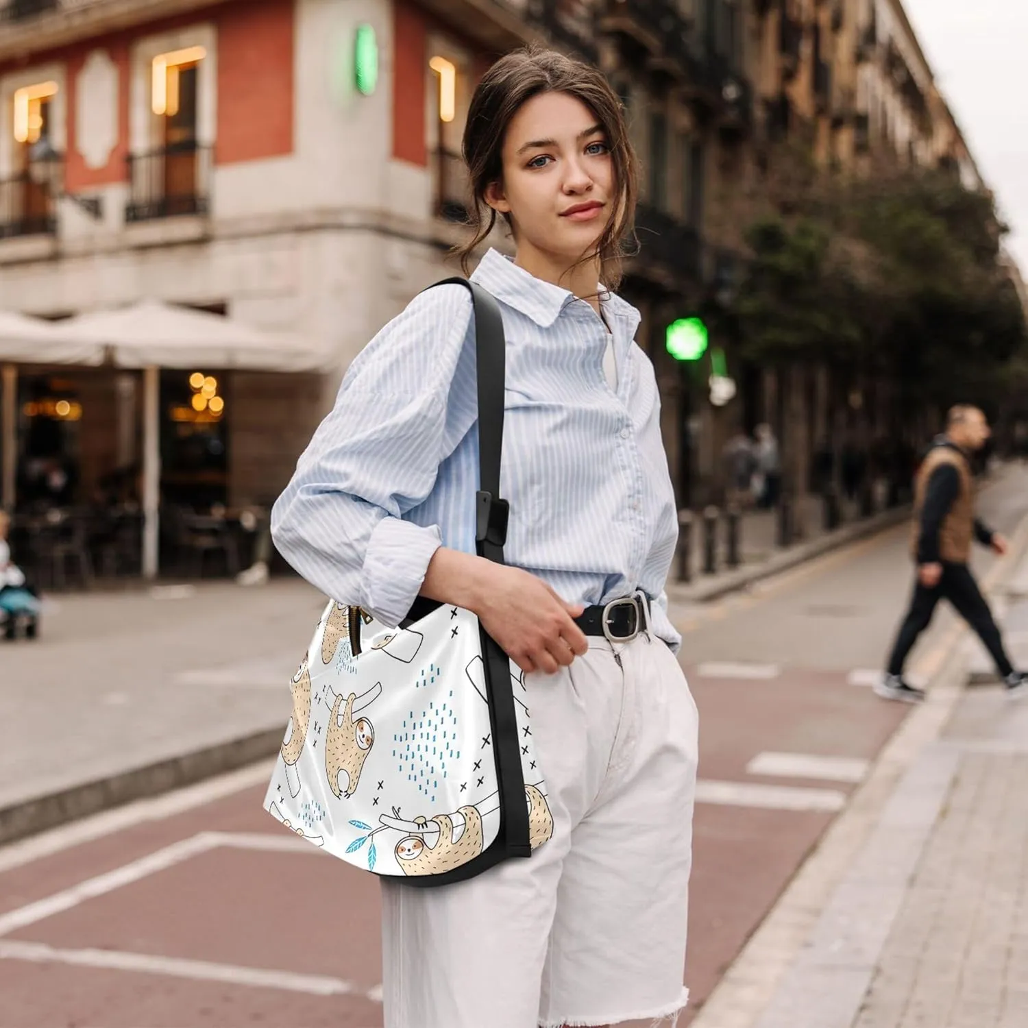 Cute Bulldog Hobo Leather Bags for Women Large Crossbody Purse Stylish Animal Print Shoulder Handbag Purse