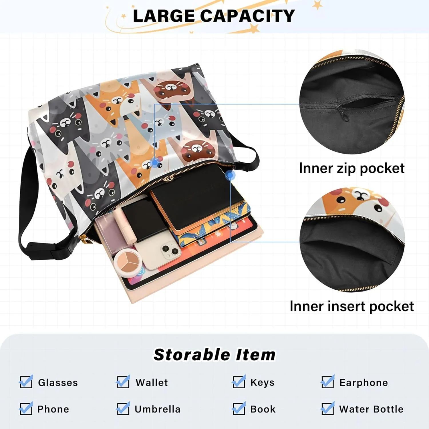 Cute Bulldog Hobo Leather Bags for Women Large Crossbody Purse Stylish Animal Print Shoulder Handbag Purse