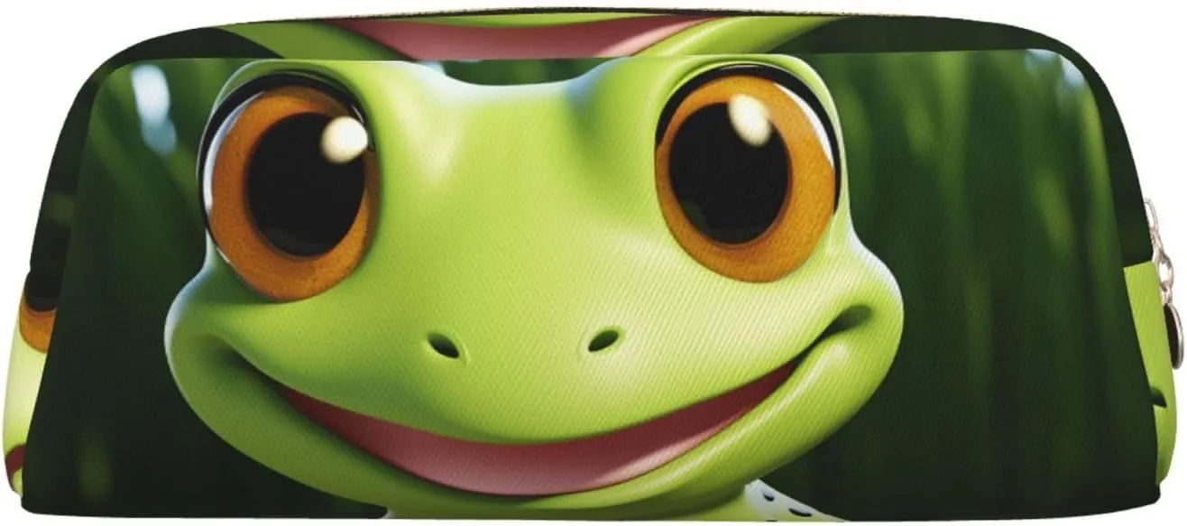 cute frog Makeup Bag Travel Cosmetic Bag for Women Men Pencil Case Zipper Toiletry Bag Purse