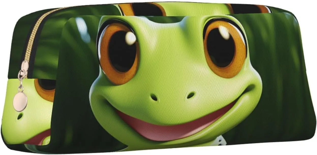 cute frog Makeup Bag Travel Cosmetic Bag for Women Men Pencil Case Zipper Toiletry Bag Purse