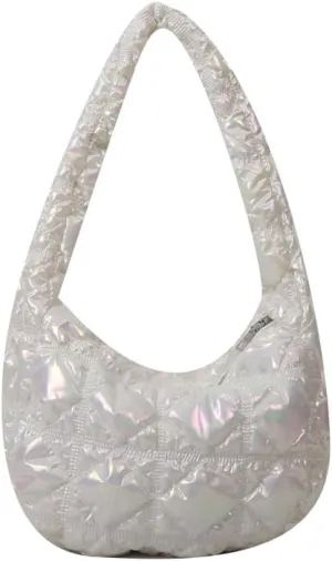 Cute Puffer Tote Bag for Women, Chic Shoulder Handbags Women's Quilted Bag Puffer Tote Fluffy Sling Hobo Purse