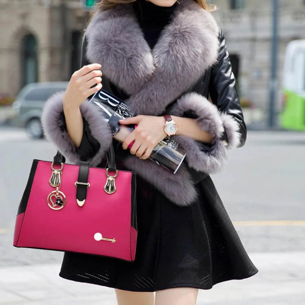 Dayfine Top Handle Handbags for Women PU Leather Satchel Handbag Tote Purse Shoulder Bags Crossbody Bag Briefcase Modern Lady