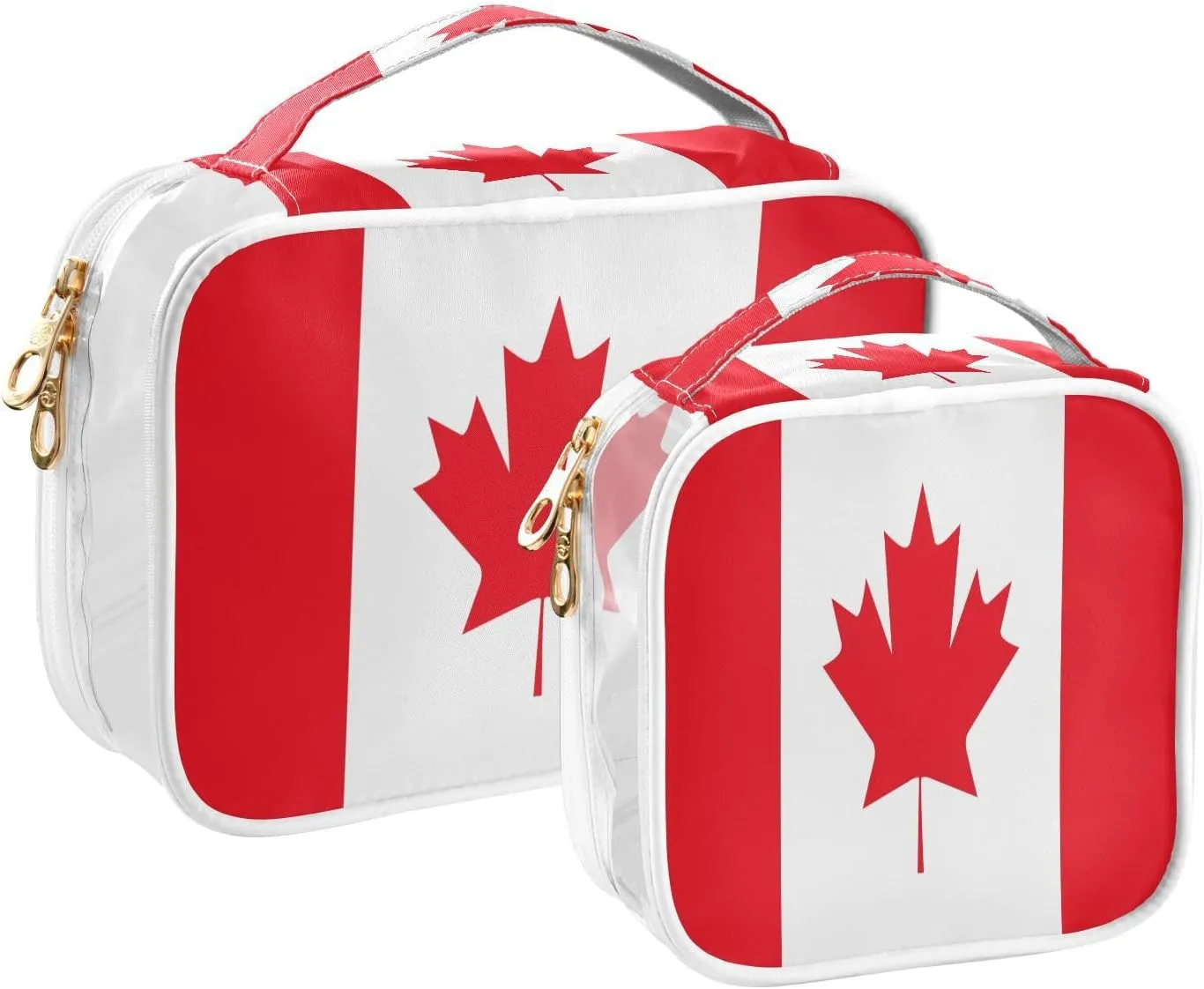 DOMIKING Canada Flag Clear Makeup Bags for Women Men Portable Cosmetic Organizer Pouch Travel Toiletry Storage Bag for Travel Daily Use Gym