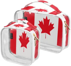 DOMIKING Canada Flag Clear Makeup Bags for Women Men Portable Cosmetic Organizer Pouch Travel Toiletry Storage Bag for Travel Daily Use Gym