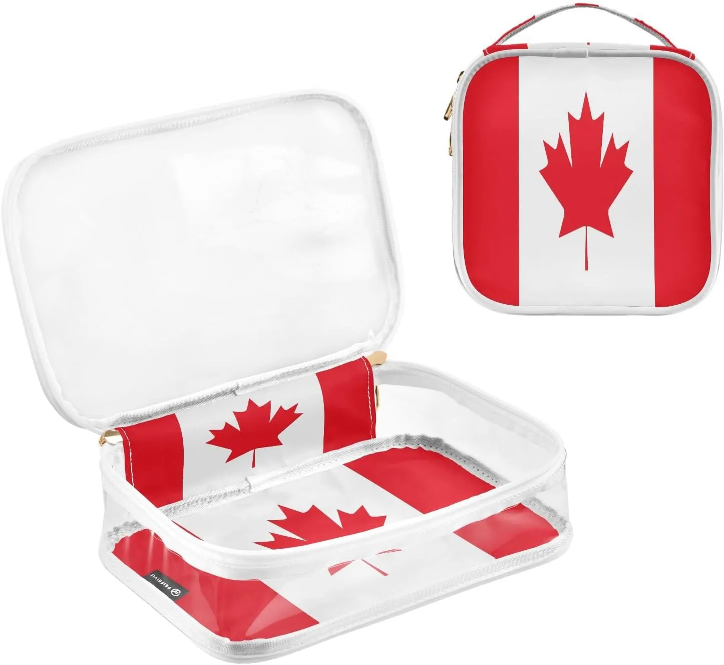DOMIKING Canada Flag Clear Makeup Bags for Women Men Portable Cosmetic Organizer Pouch Travel Toiletry Storage Bag for Travel Daily Use Gym