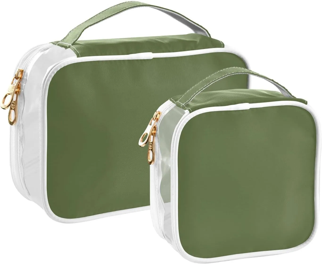 DOMIKING Dark Green Clear Makeup Bags for Women Men Portable Cosmetic Organizer Pouch Travel Toiletry Storage Bag for Travel Daily Use Gym