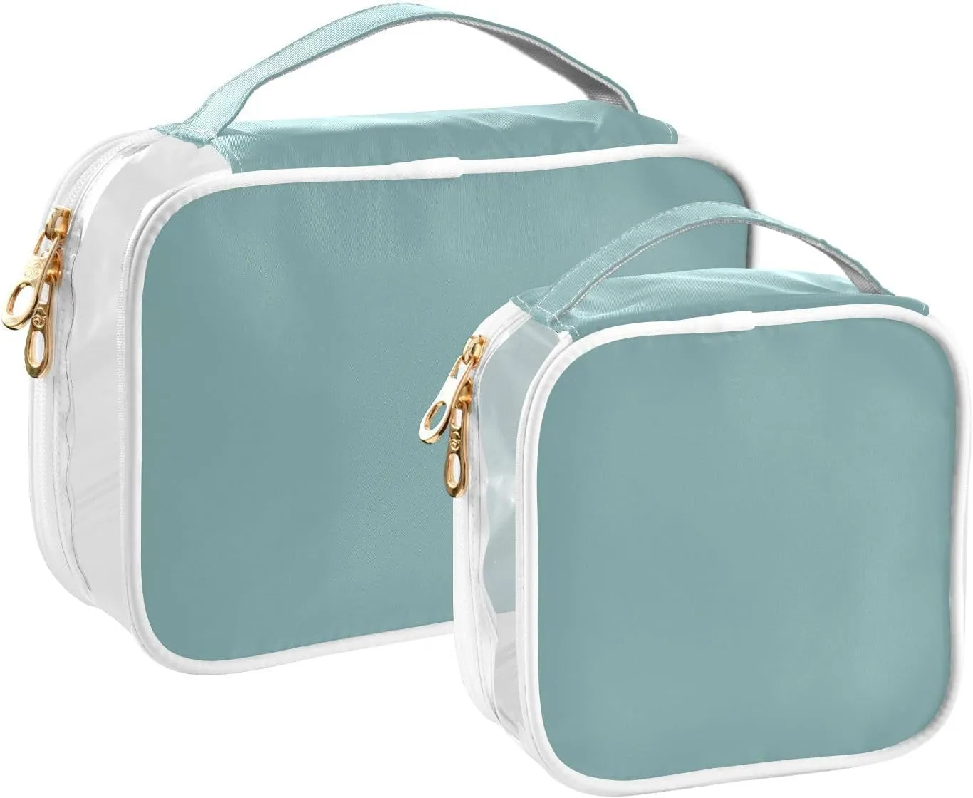 DOMIKING Teal Clear Makeup Bags for Women Men Portable Cosmetic Organizer Pouch Travel Toiletry Storage Bag for Gym Daily Use Travel