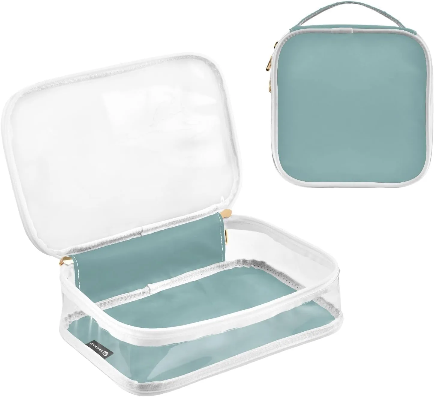 DOMIKING Teal Clear Makeup Bags for Women Men Portable Cosmetic Organizer Pouch Travel Toiletry Storage Bag for Gym Daily Use Travel