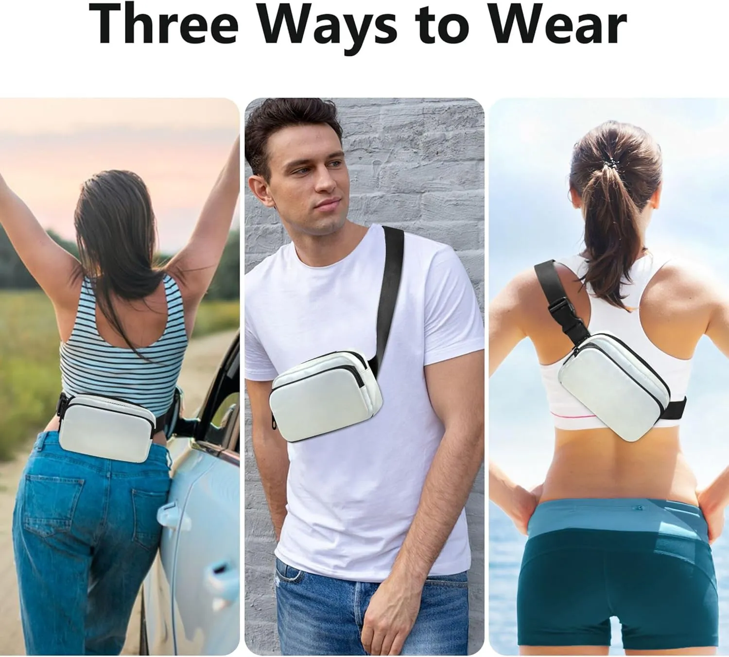 Elegant Blue Light Yellow Gradient Fanny Packs for Women Waterproof Hip Pouch Belt Bag Pattern Travel Waist Pack for Men