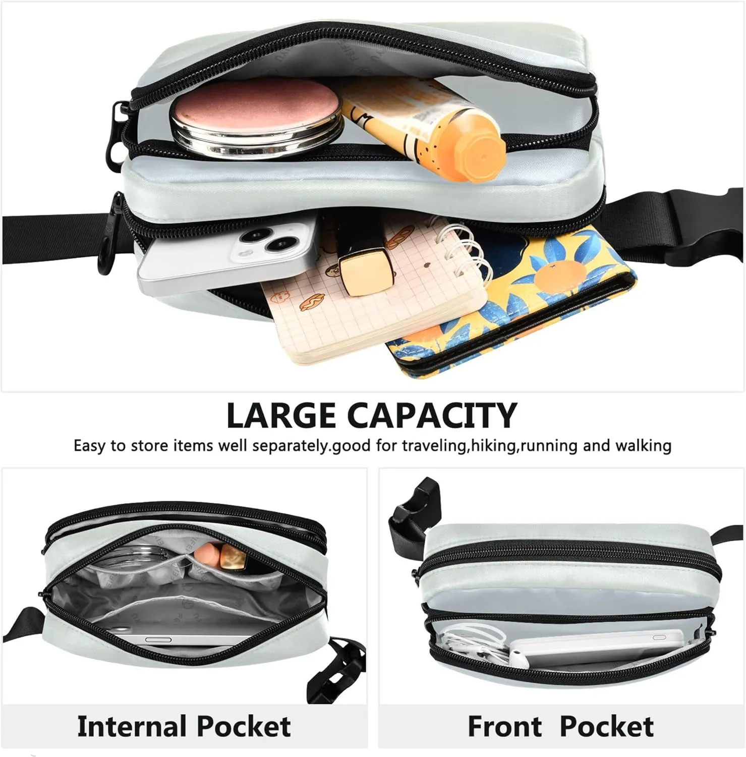 Elegant Blue Light Yellow Gradient Fanny Packs for Women Waterproof Hip Pouch Belt Bag Pattern Travel Waist Pack for Men