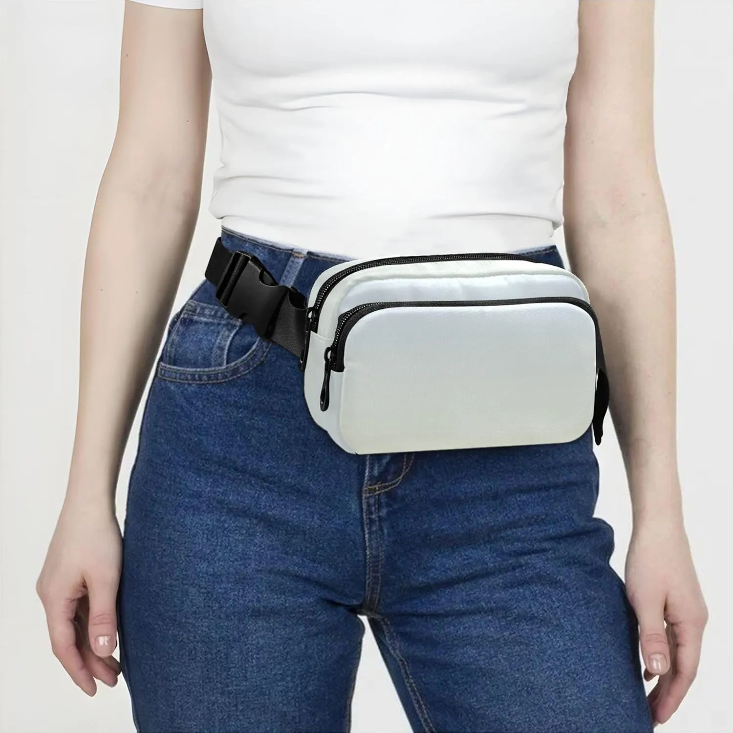 Elegant Blue Light Yellow Gradient Fanny Packs for Women Waterproof Hip Pouch Belt Bag Pattern Travel Waist Pack for Men