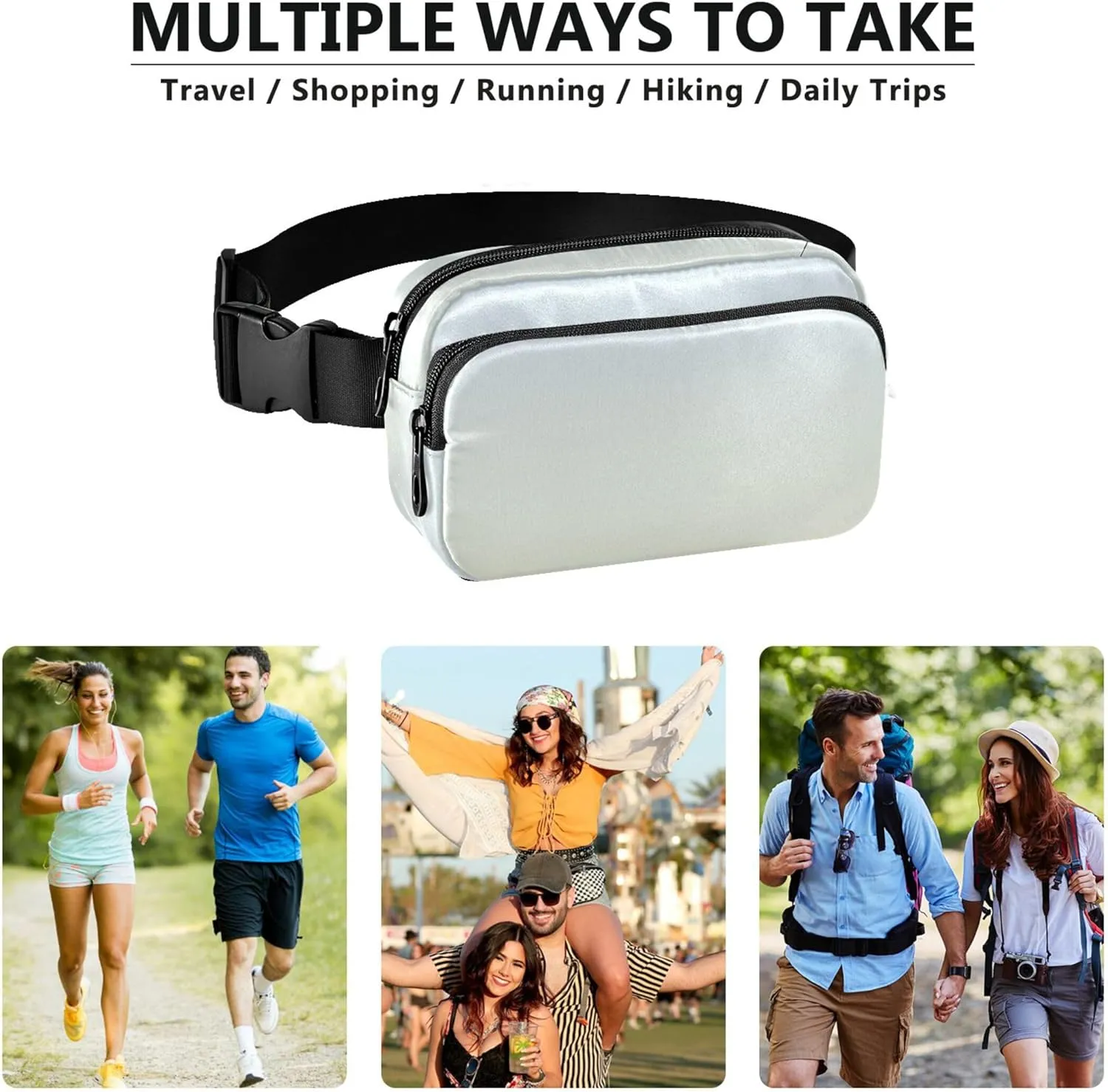 Elegant Blue Light Yellow Gradient Fanny Packs for Women Waterproof Hip Pouch Belt Bag Pattern Travel Waist Pack for Men