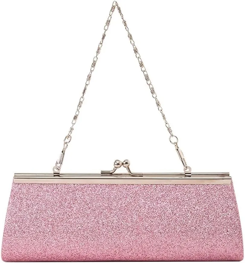 Elegant Bridal Wedding Purse Glitter Shoulder With Detachable Chain Sequin Clutch for Women Handbag