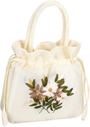 Elegant Floral Drawstring Evening Bag for Women Stylish Clutch Purse with Handle for Weddings Tea Parties and Formal Events Ample Capacity for Essentials