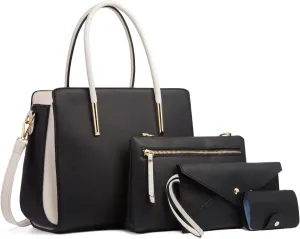 Elegant Handbags Wallet Tote Bag Womens Top Handle Satchel Purse Set 4 pcs Set Crossbody Bag