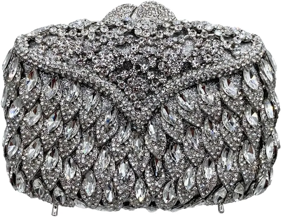Elegant Rhinestone Evening Bag for Women Sparkly Bride Crystal Clutch Purse Fashion Wedding Guest Handbag